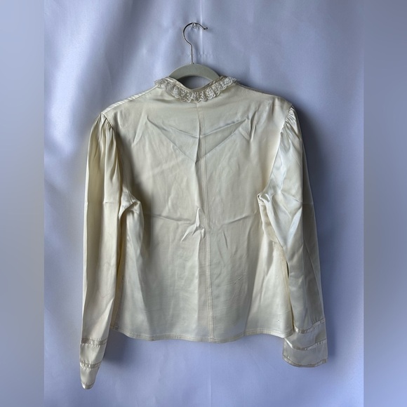 Gunnies Gunne Sax Vintage Blouse Top Lace Ribbon Trim - Picture 5 of 5